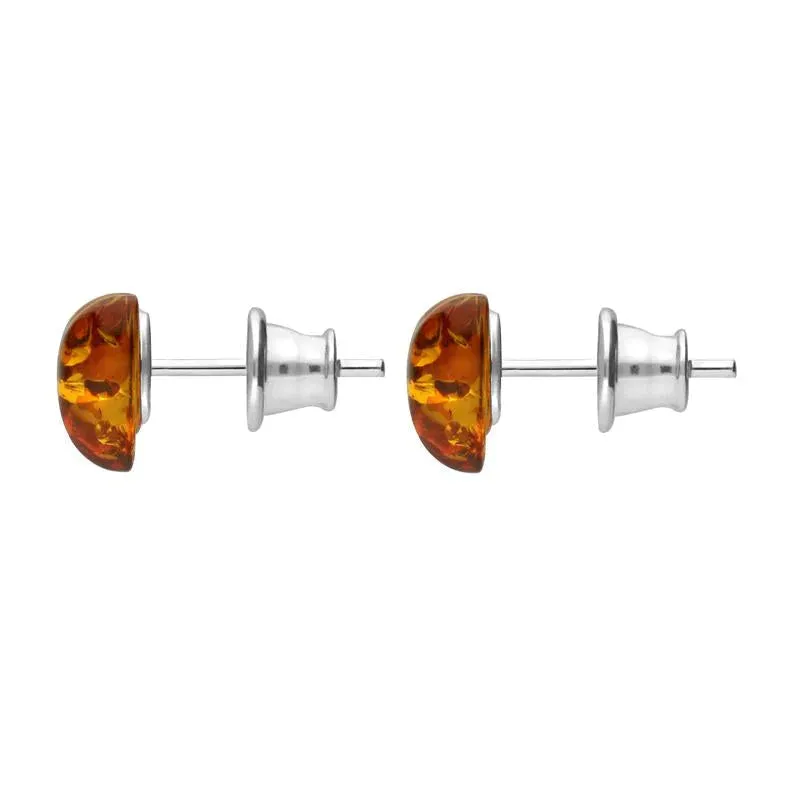 Sterling Silver Amber Heart Stud Earrings