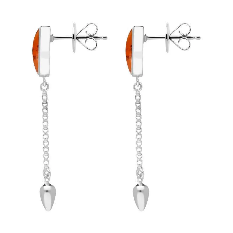 Sterling Silver Amber Lineaire Medium Drop Stud Earrings