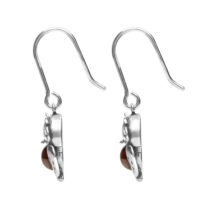 Sterling Silver Amber Owl Drop Earrings