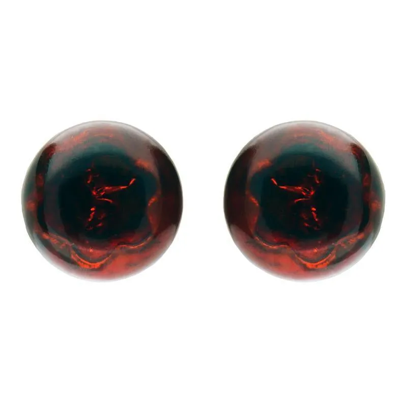 Sterling Silver Amber Round Domed Stud Earrings