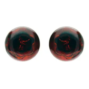 Sterling Silver Amber Round Domed Stud Earrings