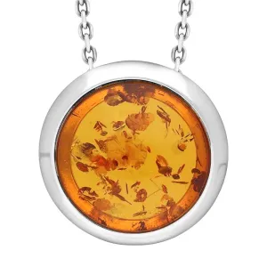 Sterling Silver Amber Round Necklace