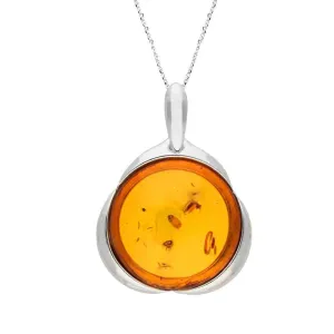 Sterling Silver Amber Round Tapered Edge Necklace