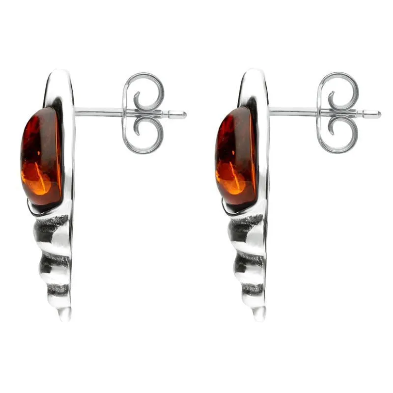 Sterling Silver Amber Shell Stud Earrings
