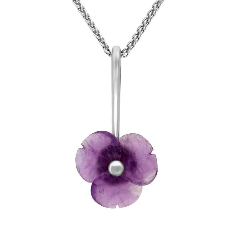 Sterling Silver Amethyst Tuberose 15mm Clover Necklace