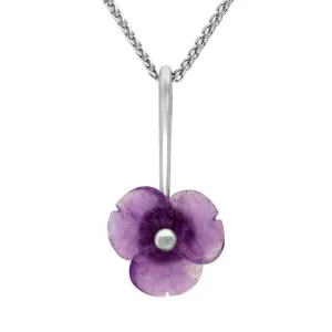 Sterling Silver Amethyst Tuberose 15mm Clover Necklace
