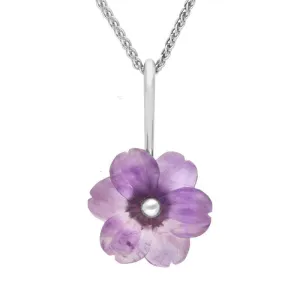 Sterling Silver Amethyst Tuberose 20mm Dahlia Necklace
