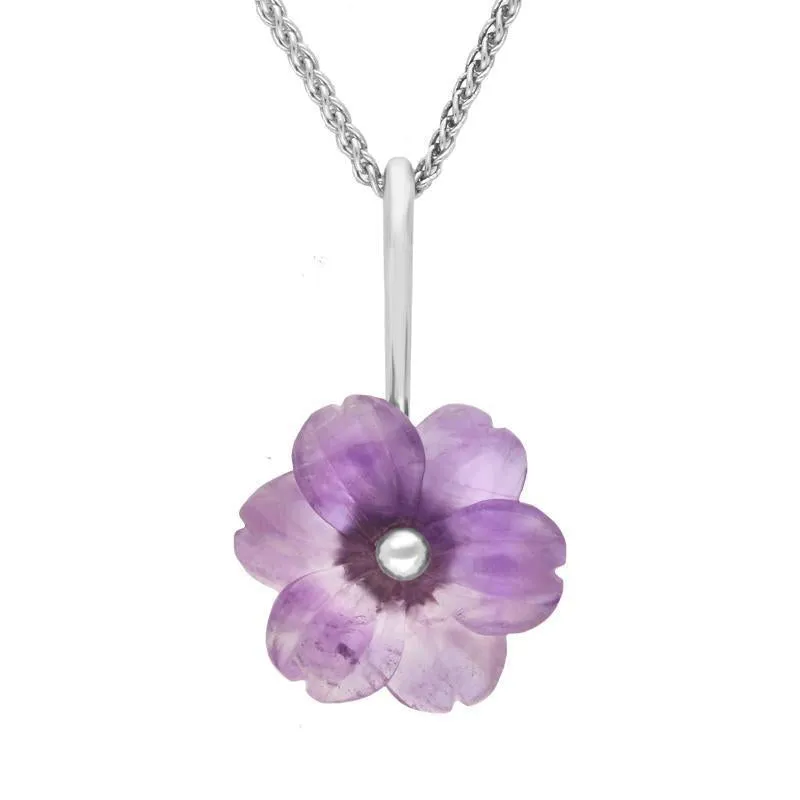 Sterling Silver Amethyst Tuberose 20mm Dahlia Necklace