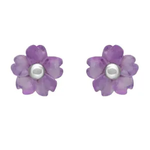 Sterling Silver Amethyst Tuberose 6mm Gypsophila Stud Earrings