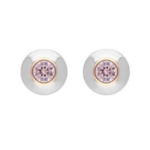 Sterling Silver and Rose Gold Plated Sterling Silver Pink CZ Front Back Stud Earrings