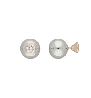 Sterling Silver and Rose Gold Plated Sterling Silver White Cubic Zirconia Earrings