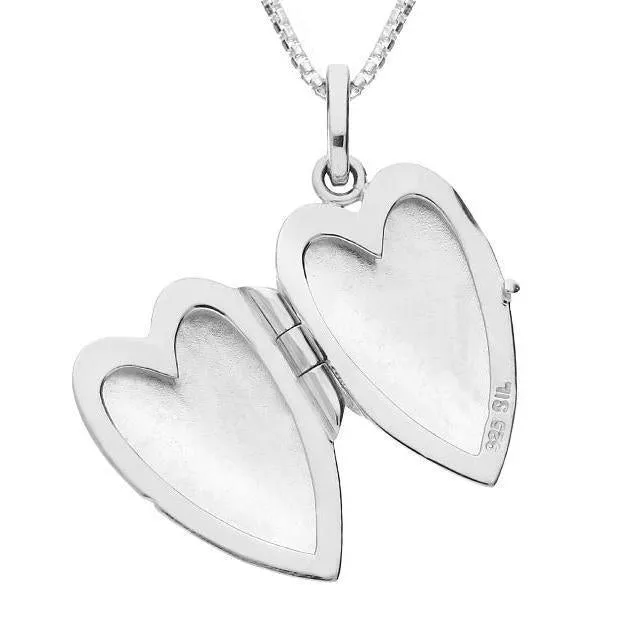 Sterling Silver Bauxite Beaded Edge Heart Locket Necklace