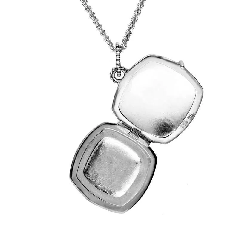 Sterling Silver Bauxite Cushion Shaped Beaded Edge Locket