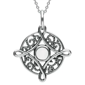 Sterling Silver Bauxite Detailed Four Point Cross Necklace