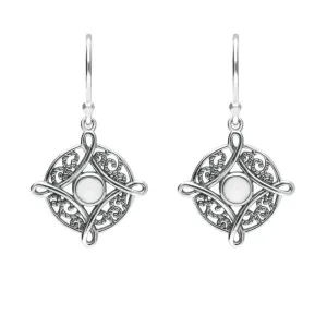 Sterling Silver Bauxite Four Point Cross Drop Earrings