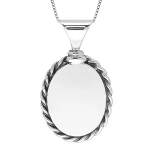 Sterling Silver Bauxite Large Oval Rope Edge Necklace
