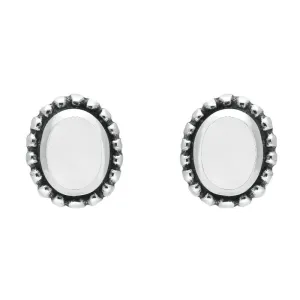 Sterling Silver Bauxite Oval Bobble Edge Stud Earrings