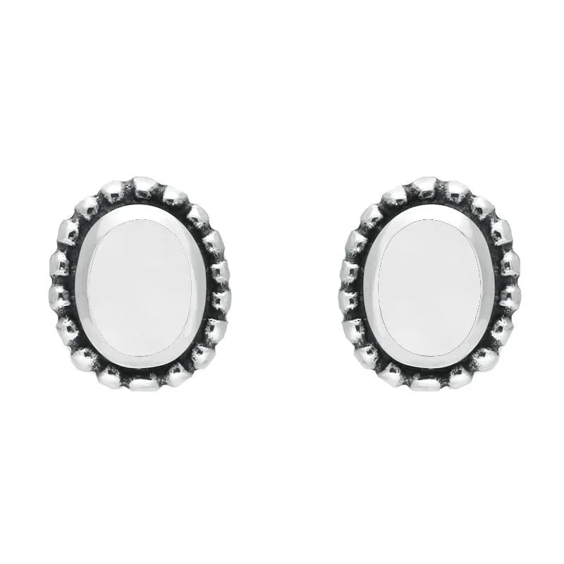 Sterling Silver Bauxite Oval Bobble Edge Stud Earrings