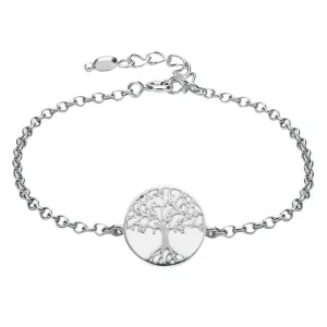 Sterling Silver Bauxite Round Tree of Life Chain Bracelet