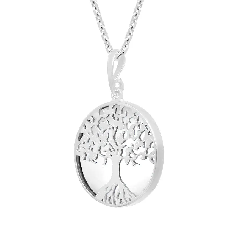 Sterling Silver Bauxite Round Tree of Life Necklace