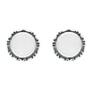 Sterling Silver Bauxite Small Round Rope Edge Stud Earrings