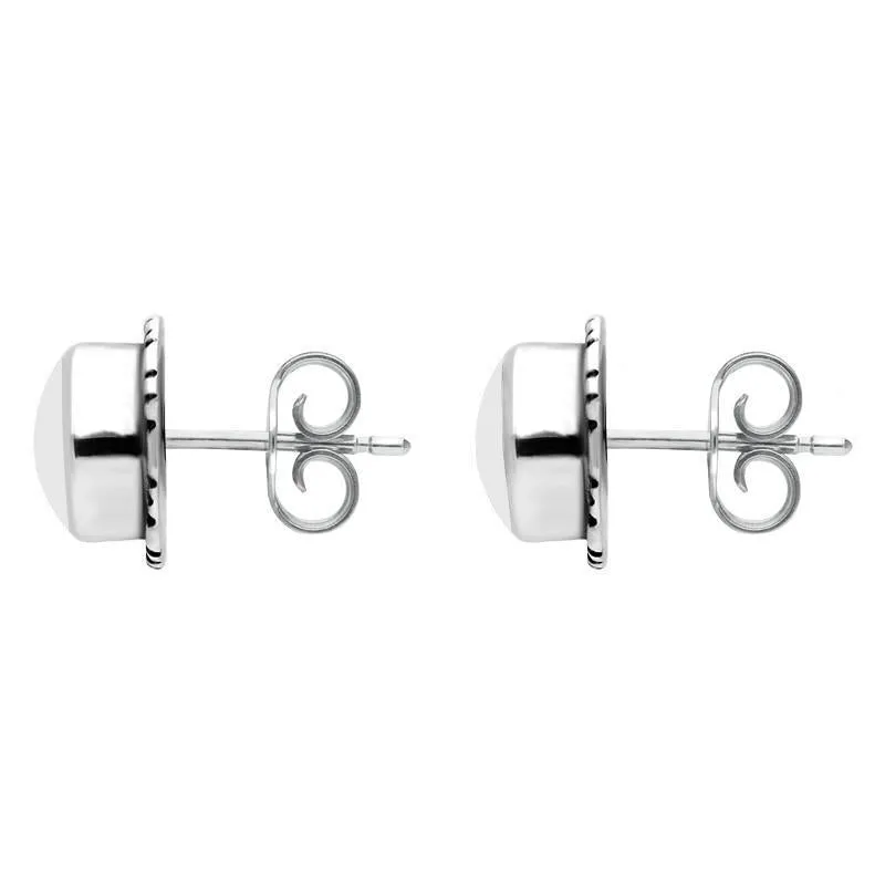 Sterling Silver Bauxite Small Round Rope Edge Stud Earrings