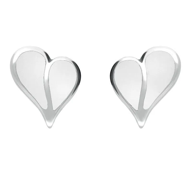 Sterling Silver Bauxite Split Heart Stud Earrings
