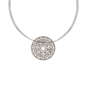 Sterling Silver Black Rhodium Filigree Round Necklace D