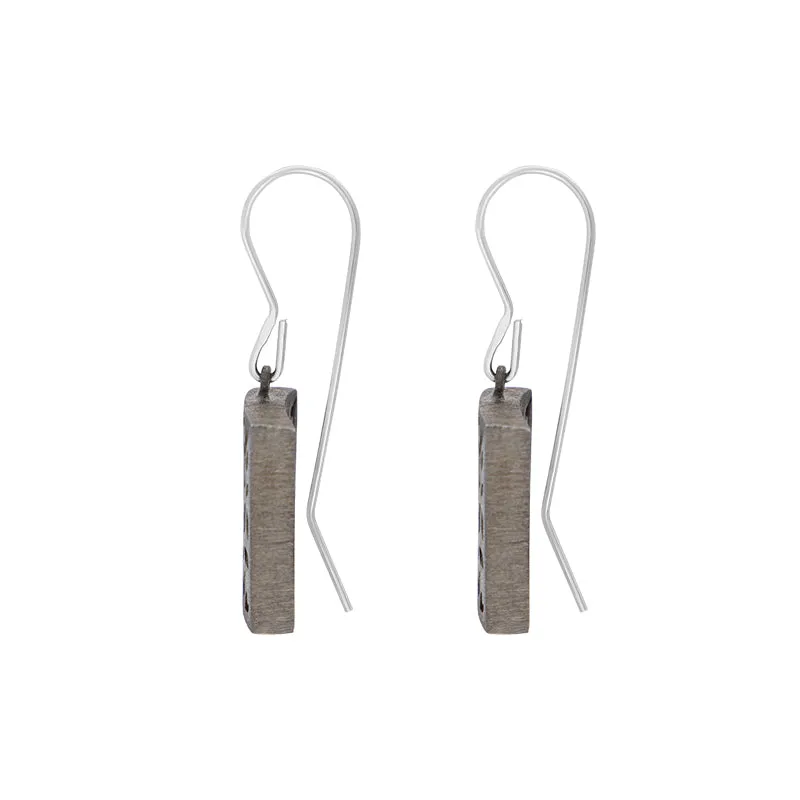 Sterling Silver Black Rhodium Square Cut Out Earrings D