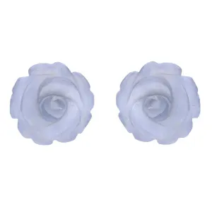 Sterling Silver Blue Chalcedony Tuberose 10mm Rose Stud Earrings