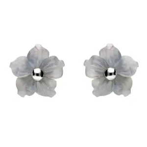 Sterling Silver Blue Chalcedony Tuberose 8mm Carnation Stud Earrings