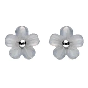 Sterling Silver Blue Chalcedony Tuberose 8mm Desert Rose Stud Earrings