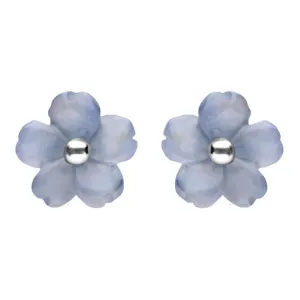Sterling Silver Blue Chalcedony Tuberose 8mm Gypsophila Stud Earrings