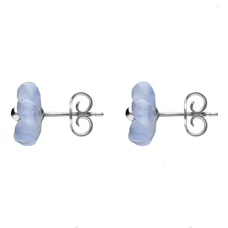 Sterling Silver Blue Chalcedony Tuberose 8mm Gypsophila Stud Earrings