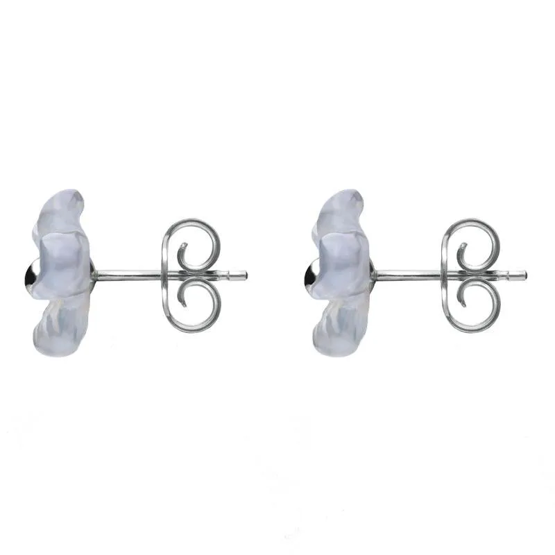 Sterling Silver Blue Chalcedony Tuberose 8mm Pansy Stud Earrings