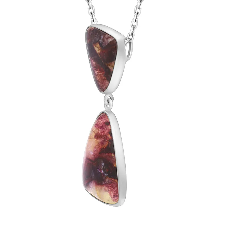 Sterling Silver Blue John 2 Stone Triangle Abstract Drop Necklace D