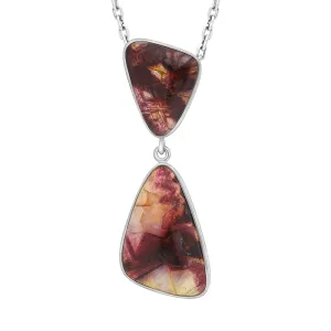 Sterling Silver Blue John 2 Stone Triangle Abstract Drop Necklace D