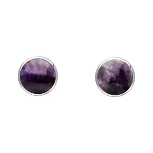 Sterling Silver Blue John 4mm Classic Small Round Stud Earrings