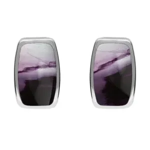 Sterling Silver Blue John Barrel Stud Earrings