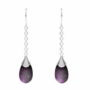 Sterling Silver Blue John Chain Oval Drop Hook Earrings