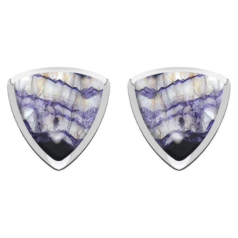 Sterling Silver Blue John Curved Triangle Stud Earrings