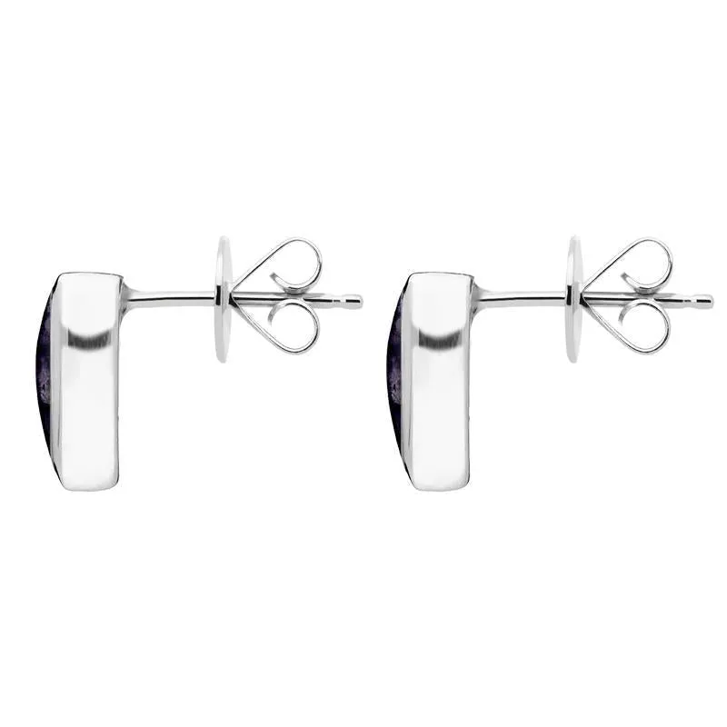 Sterling Silver Blue John Curved Triangle Stud Earrings