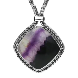 Sterling Silver Blue John Cushion Foxtail Necklace D