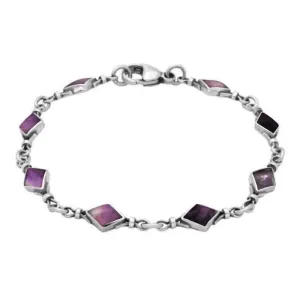 Sterling Silver Blue John Diamond Shaped Bracelet