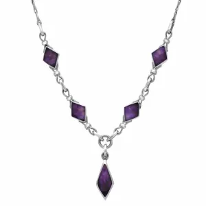 Sterling Silver Blue John Diamond Shaped Necklace