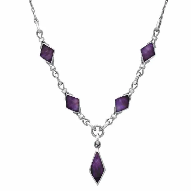 Sterling Silver Blue John Diamond Shaped Necklace