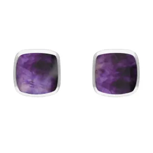 Sterling Silver Blue John Dinky Cushion Stud Earrings