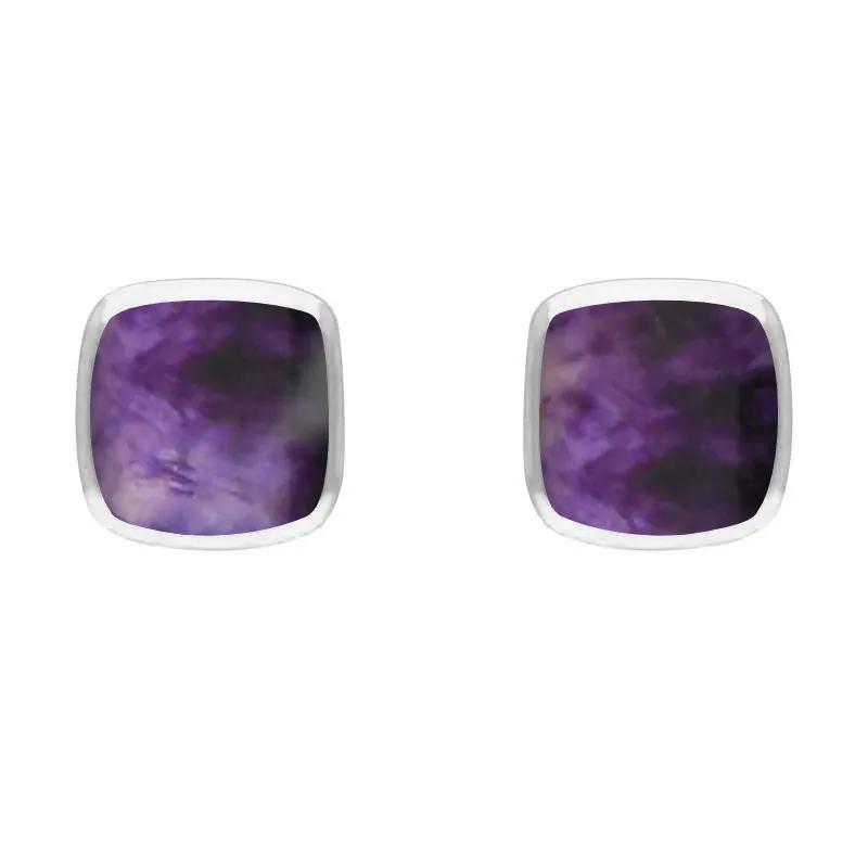 Sterling Silver Blue John Dinky Cushion Stud Earrings