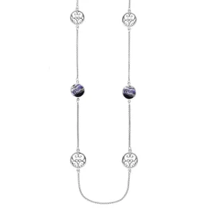 Sterling Silver Blue John Flore Filigree Single Row Necklace
