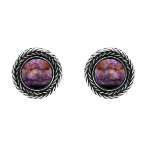 Sterling Silver Blue John Foxtail Round Stud Earrings D